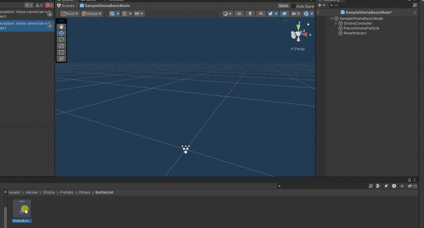シーシャUnit Prefabを配置している様子